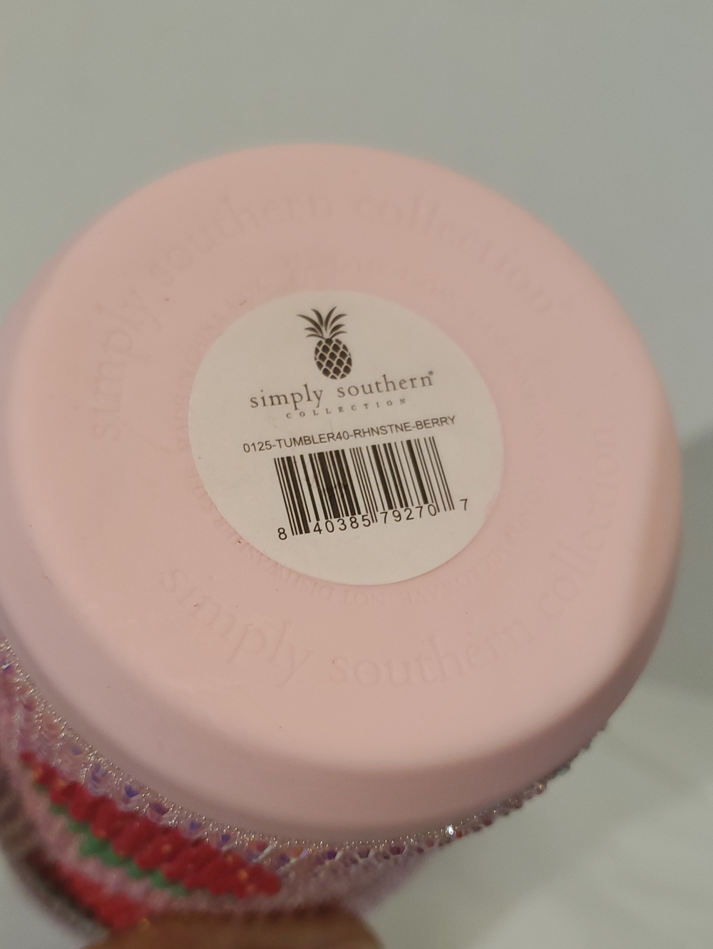 Simply Southern Sparkling Strawberry Rhinestone Tumbler - Picture 2 of 2